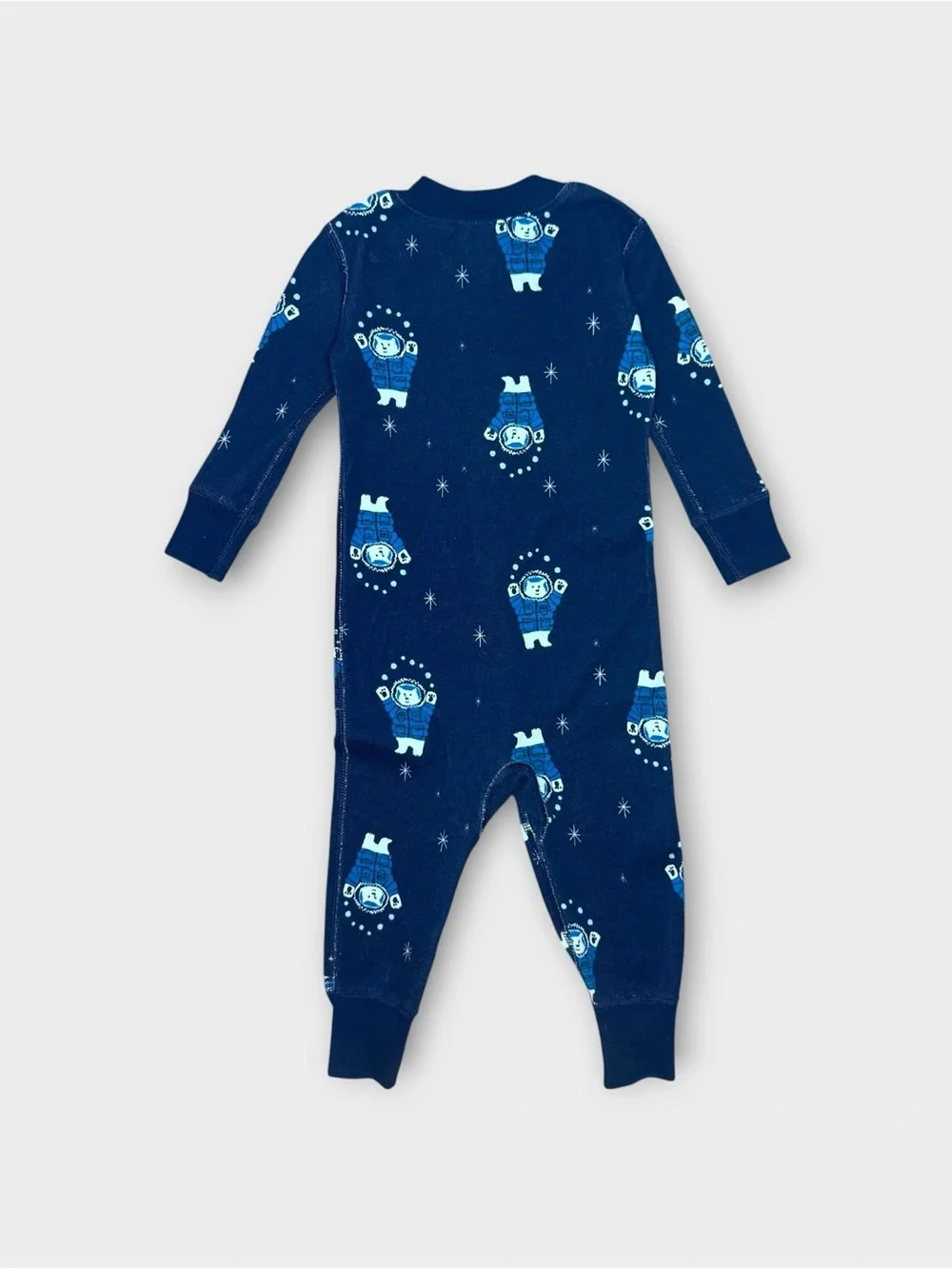 Hanna Andersson Polar Bear Winter Snow Pattern Blue Organic Sleeper